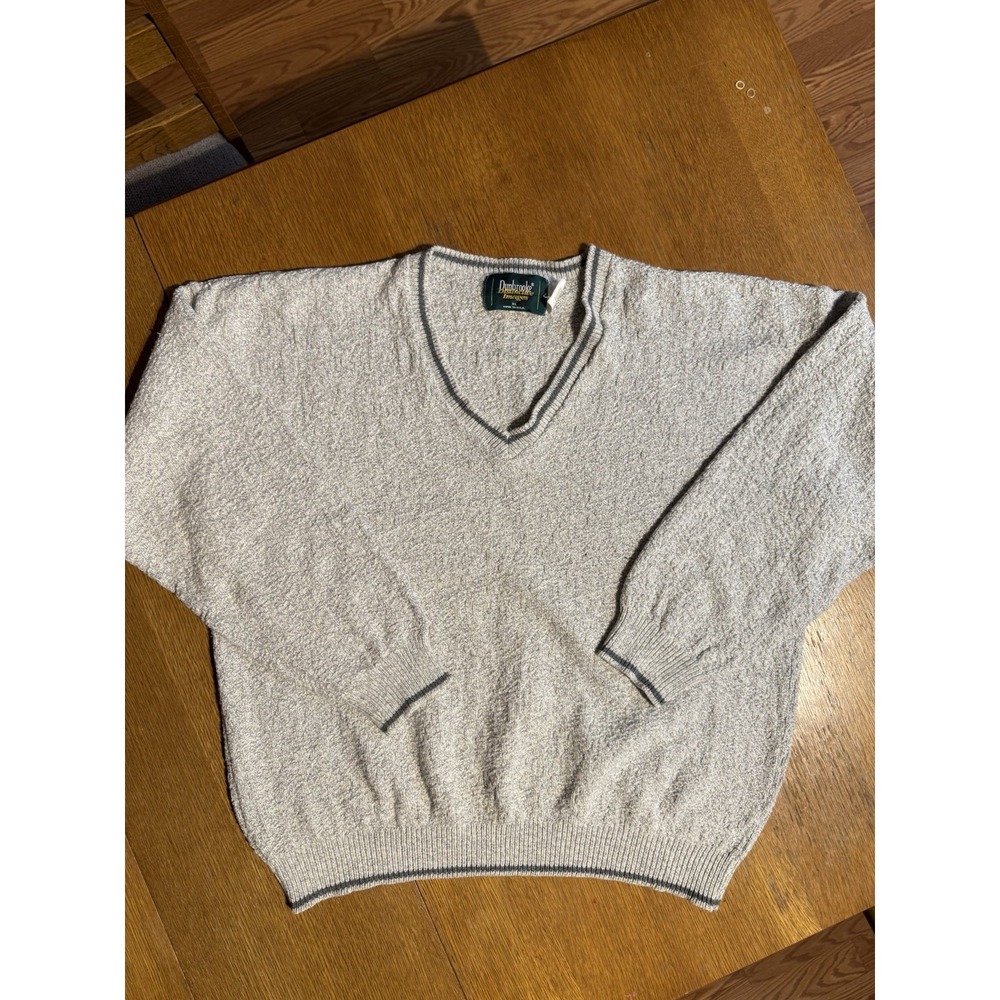 Vintage Dunbrooke Sweater XL Gray Textured Knit 100% Cotton Made in‎ USA 90s
